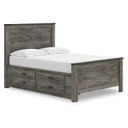 Frandern Twin Panel Bed with Storage In Black and Gray