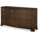 The appearance of Frasier Serpentine Dresser In Brunette designed by Century Furniture in the modern / contemporary interior design. This brunette piece of furniture  was selected by 1StopBedrooms from Citation Collection to add a touch of cosiness and style into your home. Sku: B1H-205. Material: Walnut Veneer.