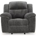 The appearance of Frohn Recliner In Graphite designed by Signature Design by Ashley in the modern / contemporary interior design. This graphite piece of furniture was selected by 1StopBedrooms from Frohn Collection to add a touch of cosiness and style into your home. Sku: 3740625. Material: Fabric.