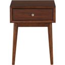 The appearance of Frolic Brown 1 Drawer End Table designed by Homelegance in the transitional interior design. This brown piece of furniture was selected by 1StopBedrooms from Frolic Collection to add a touch of cosiness and style into your home. Sku: 3590-04. Material: Wood.