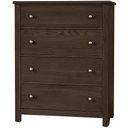The appearance of Fundamentals 4 Drawer Chest In Java designed by Vaughan Bassett in the transitional interior design. This java piece of furniture  was selected by 1StopBedrooms from Fundamentals Collection to add a touch of cosiness and style into your home. Sku: 10-114. Material: Wood.