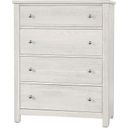 The appearance of Fundamentals 4 Drawer Chest In White designed by Vaughan Bassett in the transitional interior design. This white piece of furniture  was selected by 1StopBedrooms from Fundamentals Collection to add a touch of cosiness and style into your home. Sku: 16-114. Material: Wood.