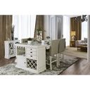 The appearance of Furniture of America Sutton Antique White Counter Height Table designed by Furniture of America in the transitional interior design. This antique white piece of furniture was selected by 1StopBedrooms from Sutton Collection to add a touch of cosiness and style into your home. Sku: CM3390PT-1;CM3390PT-2. Material: Fabric. Table Top Shape: Rectangular. Size: 42" x 66".