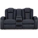 The appearance of Fyne-Dyme Power Reclining Loveseat with Console In Sapphire designed by Signature Design by Ashley in the modern / contemporary interior design. This sapphire piece of furniture was selected by 1StopBedrooms from Fyne-Dyme Collection to add a touch of cosiness and style into your home. Sku: 3660318. Material: Faux Leather.