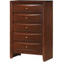 The appearance of Glory Furniture G1550 5 Drawer Chest in Cherry designed by Glory in the traditional interior design. This cherry piece of furniture was selected by 1StopBedrooms from G1550 Collection to add a touch of cosiness and style into your home. Sku: G1550-CH-Chest. Material: Wood.