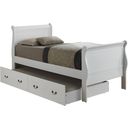 The appearance of Glory Furniture G3190 Twin Trundle Bed in White designed by Glory in the traditional interior design. This white piece of furniture was selected by 1StopBedrooms from G3190 Collection to add a touch of cosiness and style into your home. Sku: G3190G-TTB Box 1;G3190G-TTB Box 2;G3190G-TTB Box 3;G3190G-TTB Box 4. Material: Wood. Bed Size: Twin. Bed Type: Trundle Bed.