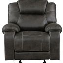The appearance of Gainesville Glider Reclining Chair In Brown designed by Homelegance in the transitional interior design. This brown piece of furniture was selected by 1StopBedrooms from Gainesville Collection to add a touch of cosiness and style into your home. Sku: 8560PM-1. Material: Microfiber.