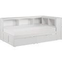 The appearance of Galen Twin Bookcase Corner Bed with Storage Boxes In White designed by Homelegance in the transitional interior design. This white piece of furniture was selected by 1StopBedrooms from Galen Collection to add a touch of cosiness and style into your home. Sku: B2053BCW-1;B2053BCW-2;B2053BCW-BC;B2053W-T. Bed Type: Bookcase Bed. Material: Wood. Bed Size: Twin.
