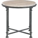 The appearance of Galesbury Round Metal End Table designed by Bernhardt in the transitional interior design. This antique silver/travertine stone piece of furniture  was selected by 1StopBedrooms from Galesbury Collection to add a touch of cosiness and style into your home. Sku: 537122. Material: Steel.