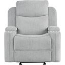 The appearance of Galya Motion Glider Recliner In Light Gray Chenille designed by ACME in the transitional interior design. This light gray chenille piece of furniture was selected by 1StopBedrooms from Galya Collection to add a touch of cosiness and style into your home. Sku: LV04682. Material: Wood.