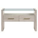 The appearance of Garland Blonde Sofa Table In Cream designed by Steve Silver in the transitional interior design. This cream piece of furniture was selected by 1StopBedrooms from Garland Collection to add a touch of cosiness and style into your home. Sku: GA100TS. Material: Iron.