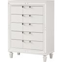The appearance of Genoa Chest In White designed by Glory in the modern / contemporary interior design. This white piece of furniture  was selected by 1StopBedrooms from Genoa Collection to add a touch of cosiness and style into your home. Sku: G05790-CH. Material: Wood.