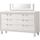 The appearance of Genoa Dresser In White designed by Glory in the modern / contemporary interior design. This white piece of furniture  was selected by 1StopBedrooms from Genoa Collection to add a touch of cosiness and style into your home. Sku: G05790-D. Material: Wood.