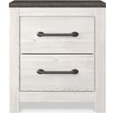 The appearance of Gerridan White/Gray Two Drawer Night Stand designed by Signature Design by Ashley in the transitional interior design. This white/gray piece of furniture  was selected by 1StopBedrooms from Gerridan Collection to add a touch of cosiness and style into your home. Sku: B1190-92. Material: Wood.