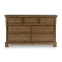 The appearance of Glarrison Dresser In Medium Brown designed by Signature Design by Ashley in the transitional interior design. This medium brown piece of furniture  was selected by 1StopBedrooms from Glarrison Collection to add a touch of cosiness and style into your home. Sku: NCB779-31. Material: Wood.