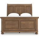 The appearance of Glarrison Queen Sleigh Bed In Medium Brown designed by Signature Design by Ashley in the transitional interior design. This medium brown piece of furniture was selected by 1StopBedrooms from Glarrison Collection to add a touch of cosiness and style into your home. Sku: NCB779-54;NCB779-77;NCB779-96. Bed Type: Sleigh Bed. Bed Size: Queen.