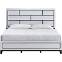 The appearance of Glasgow Queen Bed In White designed by Glory in the modern / contemporary interior design. This white piece of furniture  was selected by 1StopBedrooms from Glasgow Collection to add a touch of cosiness and style into your home. Sku: G04390A-QB Box 1;G04390A-QB Box 2. Bed Type: Panel Bed. Bed Size: Queen. Material: Laminate.