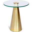 The appearance of Glassimo End Table In Brushed Gold designed by Meridian in the modern / contemporary interior design. This brushed gold piece of furniture  was selected by 1StopBedrooms from Glassimo Collection to add a touch of cosiness and style into your home. Sku: 298-ET. Material: Iron.