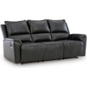 The appearance of Glassmere Reclining Sofa In Black designed by Signature Design by Ashley in the modern / contemporary interior design. This black piece of furniture  was selected by 1StopBedrooms from Glassmere Collection to add a touch of cosiness and style into your home. Sku: NCU1170088. Material: Leather Match.