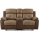 The appearance of Glendale Double Glider Reclining Love Seat with Center Console In Brown designed by Homelegance in the transitional interior design. This brown piece of furniture  was selected by 1StopBedrooms from Glendale Collection to add a touch of cosiness and style into your home. Sku: 8599BR-2. Material: Microfiber.