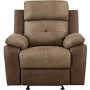 The appearance of Glendale Glider Reclining Chair In Brown designed by Homelegance in the transitional interior design. This brown piece of furniture  was selected by 1StopBedrooms from Glendale Collection to add a touch of cosiness and style into your home. Sku: 8599BR-1. Material: Microfiber.