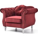 The appearance of Glory Furniture Hollywood Burgundy Chair designed by Glory in the transitional interior design. This burgundy piece of furniture was selected by 1StopBedrooms from Hollywood Collection to add a touch of cosiness and style into your home. Sku: G0669A-C. Material: Wood.