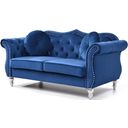 The appearance of Glory Furniture Hollywood Navy Blue Loveseat designed by Glory in the transitional interior design. This navy blue piece of furniture  was selected by 1StopBedrooms from Hollywood Collection to add a touch of cosiness and style into your home. Sku: G0661A-L Box 1;G0661A-L Box 2. Material: Wood.
