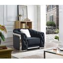 The appearance of Sapphire Chair In Black designed by Glory in the glam interior design. This black piece of furniture was selected by 1StopBedrooms from Sapphire Collection to add a touch of cosiness and style into your home. Sku: G0593A-C. Material: Velvet.
