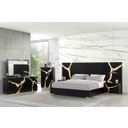 Goldsberg Queen Panel Bed with Extended Panel In Black and Gold
