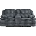 The appearance of Goodland Double Reclining Loveseat with Center Console In Dark Gray designed by Homelegance in the modern / contemporary interior design. This dark gray piece of furniture was selected by 1StopBedrooms from Goodland Collection to add a touch of cosiness and style into your home. Sku: 9577DG-2. Material: Corduroy.