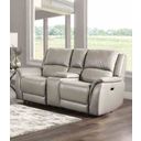The appearance of Gorgius Power Loveseat In Light Gray designed by Furniture of America in the transitional interior design. This light gray piece of furniture was selected by 1StopBedrooms from Gorgius Collection to add a touch of cosiness and style into your home. Sku: CM9910ST-CS;CM9910ST-LCH-PM;CM9910ST-RCH-PM. Material: Leather Match.