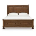 Grailmyn Queen Sleigh Storage Bed In Warm Brown