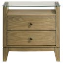 Granada 2-Drawer Glass Top Nightstand In Natural Pine