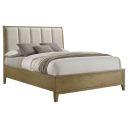 Granada Upholstered Queen Panel Bed In Natural Pine and Beige