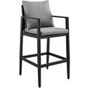 Grand Outdoor Patio Bar Stool In Aluminum with Gray Cushions