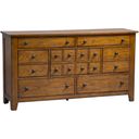 The appearance of Grandpa's Cabin Aged Oak 7 Drawer Dresser designed by Liberty in the rustic / southwestern interior design. This brown piece of furniture was selected by 1StopBedrooms from Grandpas Collection to add a touch of cosiness and style into your home. Sku: 175-BR31. Material: Wood.
