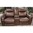 The appearance of Gravier Power Reclining Loveseat with Console In Cordova designed by Signature Design by Ashley in the modern / contemporary interior design. This cordova piece of furniture was selected by 1StopBedrooms from Gravier Collection to add a touch of cosiness and style into your home. Sku: U1330118. Material: Leather Match.