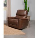 The appearance of Greenfield Upholstered Power Recliner Chair Saddle Brown designed by Coaster in the modern / contemporary interior design. This saddle brown piece of furniture was selected by 1StopBedrooms from Greenfield Collection to add a touch of cosiness and style into your home. Sku: 610266P. Material: Upholstered.