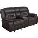 The appearance of Greer Transitional Upholstered Tufted Back Glider Loveseat designed by Coaster in the transitional interior design. This brown piece of furniture was selected by 1StopBedrooms from Greer Collection to add a touch of cosiness and style into your home. Sku: 651355. Material: Upholstered.