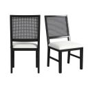 Grenada Dining Chair with Fabric Set of 2 In Black and White