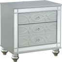 The appearance of Gunnison 2-drawer Nightstand Silver Metallic designed by Coaster in the glam interior design. This silver metallic piece of furniture  was selected by 1StopBedrooms from Gunnison Collection to add a touch of cosiness and style into your home. Sku: 223212. Material: Wood.