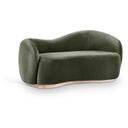 Gustavo 72.5 Inch Velvet Upholstered Loveseat In Green and Natural