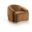 The appearance of Gustavo Velvet Upholstered Chair In Saddle and Natural designed by Meridian in the modern / contemporary interior design. This saddle and natural piece of furniture  was selected by 1StopBedrooms from Gustavo Collection to add a touch of cosiness and style into your home. Sku: 44081Saddle-C. Material: Velvet.