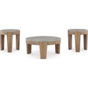 The appearance of Guystone Light Brown Table Set of 3 designed by Signature Design by Ashley in the transitional interior design. This light brown piece of furniture  was selected by 1StopBedrooms from Guystone Collection to add a touch of cosiness and style into your home. Sku: T237-13. Material: Marble.