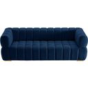 The appearance of Gwen Velvet Sofa In Navy designed by Meridian in the modern / contemporary interior design. This navy piece of furniture was selected by 1StopBedrooms from Gwen Collection to add a touch of cosiness and style into your home. Sku: 670Navy-S. Material: Velvet.