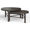 The appearance of Hadleigh Shaped Nesting Cocktail Table In Coffee Bean designed by Magnussen in the transitional interior design. This coffee bean piece of furniture  was selected by 1StopBedrooms from Hadleigh Collection to add a touch of cosiness and style into your home. Sku: T5711-52. Material: Oak Veneer.