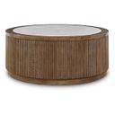 The appearance of Hadonna Coffee Table In Brown designed by Signature Design by Ashley in the transitional interior design. This brown piece of furniture  was selected by 1StopBedrooms from Hadonna Collection to add a touch of cosiness and style into your home. Sku: T658-8. Material: Wood.