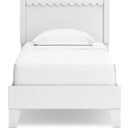 The appearance of Hallityn Twin Panel Platform Bed In White designed by Signature Design by Ashley in the transitional interior design. This white piece of furniture  was selected by 1StopBedrooms from Hallityn Collection to add a touch of cosiness and style into your home. Sku: EB1810-111;EB1810-155. Bed Type: Platform Bed. Material: Wood. Bed Size: Twin.