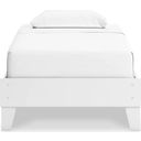 The appearance of Hallityn Twin Platform Bed In White designed by Signature Design by Ashley in the transitional interior design. This white piece of furniture  was selected by 1StopBedrooms from Hallityn Collection to add a touch of cosiness and style into your home. Sku: EB1810-111. Bed Type: Platform Bed. Material: Wood. Bed Size: Twin.