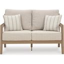 The appearance of Hallow Creek Driftwood Outdoor Loveseat With Cushion designed by Signature Design by Ashley in the modern / contemporary interior design. This driftwood piece of furniture was selected by 1StopBedrooms from Hallow Creek Collection to add a touch of cosiness and style into your home. Sku: P560-835. Material: Fabric.